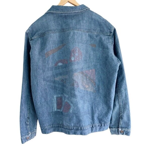 AMBIG Men's Sz XL Blue Denim Jean Jacket Button Down the Front - Picture 3 of 8